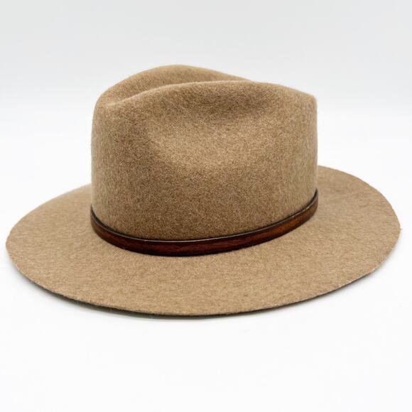 HTC Hollywood Trading Company Fedora Hat Band 100% Wool Small‎ Camel Brown - Picture 1 of 7